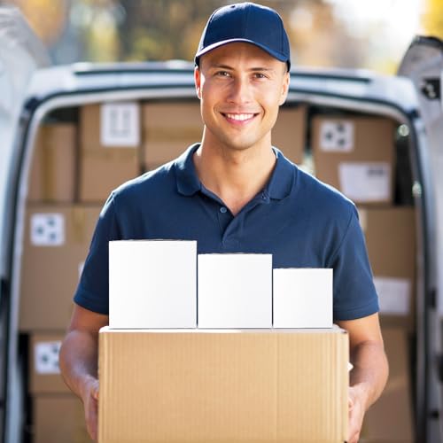 Eupako 12 Pack Small Shipping Boxes Assorted Sizes, 4x4x4 & 5x5x5 & 6x6x6 4 PCS Each Small Boxes, White Corrugated Box Mai...