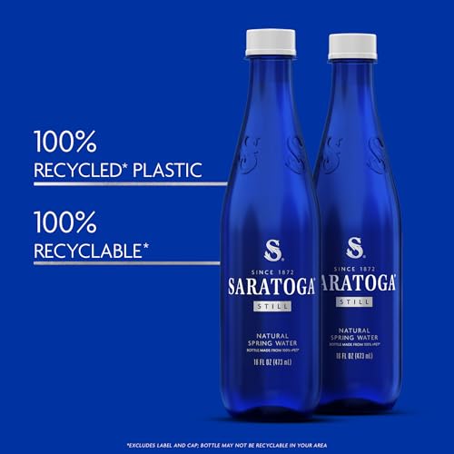 Saratoga Spring Water Bottles, 6 Pack – Still Bottled Water – Recycled PET Plastic Bottles – 16 Fl Oz