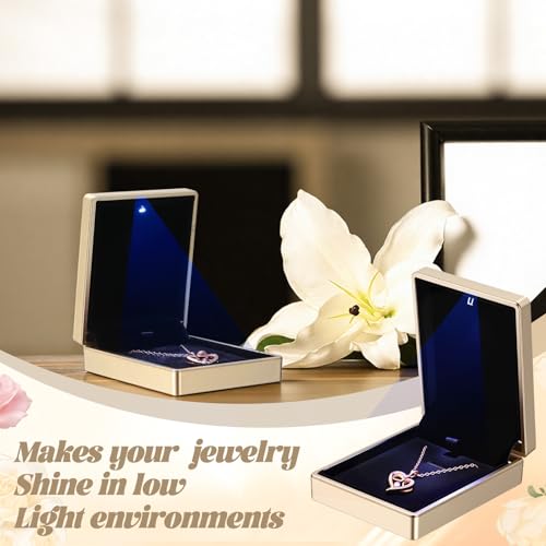 Landical 10 Pcs Pendant Necklace Box with LED Light Velvet Necklace Case for Pendant Bracelet Ring Earring, Jewelry Storag...