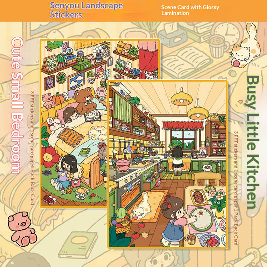Bedroom And Kitchen Series 3D Scene Sticker Toys