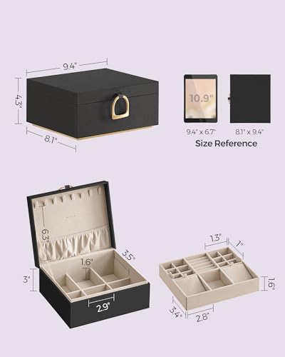 SONGMICS 2-Layer Jewelry Box, Jewelry Organizer with Handle, Removable Jewelry Tray, Jewelry Storage, Floating Effect, 8.1...