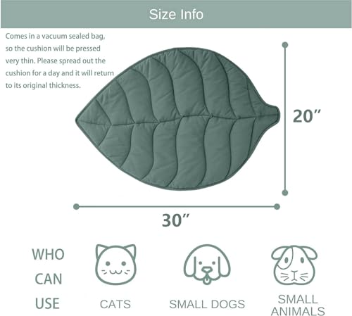 Letalong 30 X 20 Inch Leaf Shaped Cotton Cat Bed Pad, Warming Cat Mat, Pet Warming Pad for Cats, Warmer Mat for Feral and ...