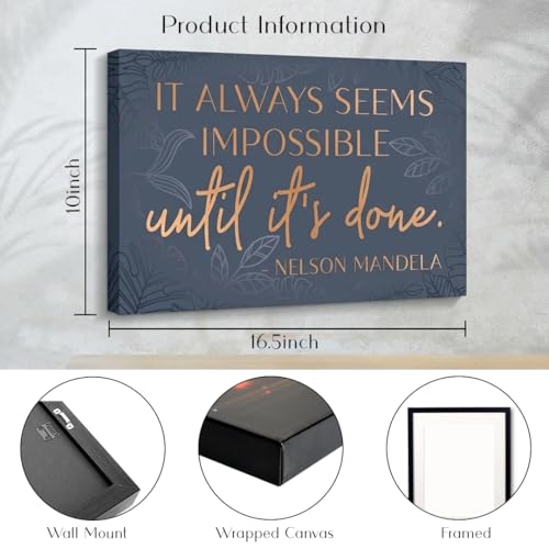 Nelson Mandela Motivational Wall Art – Framed Canvas Poster 10 x 16.5 Inch for Office, Bedroom & Living Room – Inspiration...