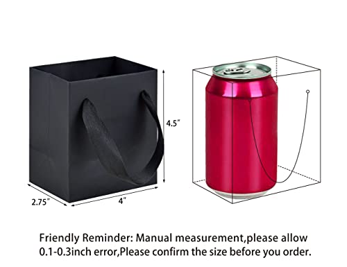 HUAPRINT 30 Pack Black Gift Bags with Ribbon Handles,4x2.75x4.5 inch Paper Bag Bulk for Shopping Party Favor Merchandise B...