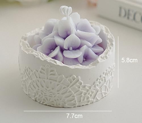 Hydrangea Flower Shaped Scented Candle,Enchanting Hand-Poured Aesthetic Soy Wax Aroma Decorative Candle for Table Photo Pr...