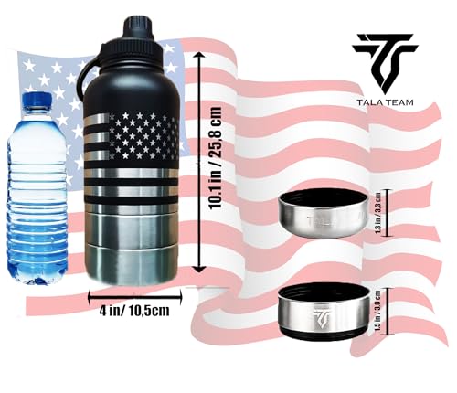 TALA TEAM Insulated Dog Water Bottle Portable (32oz) - Dog Travel Water Bottle with a Hook for Hiking & 2 Bowls Attached. ...