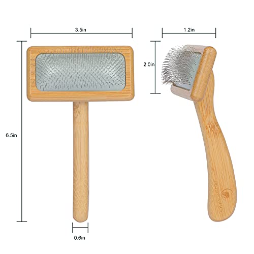 Muse&Iris Dog & Cat brush, Pet Slicker Brush with Bamboo Handle for Large Medium & Short Hair Elegant Grooming Comb for Re...