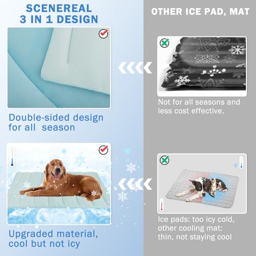 SCENEREAL Dog Cooling Mat for Crate, Thicken Self-Cooling Dog Pad Reversible (Cool & Warm), 48"x28" Pet Cool Bed for M Lar...