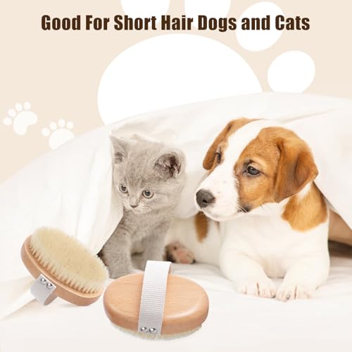 Soft Boar Bristle Pet Palm Brush for Short Haired Dogs and Cats with Band, Reduce Shedding, Ergonomic Dog Brush, Easy to H...