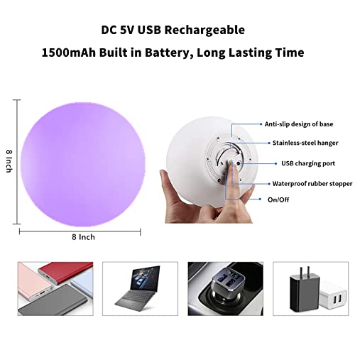 Hathdia 8-Inch LED Ball Light, Multi-Color Rechargeable Night Lights Waterproof Dimmable Mood Lamp with Remote for Home Ga...
