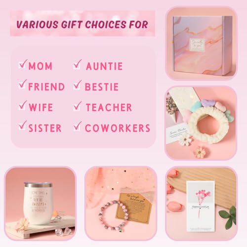 Happy Birthday Gifts for Women, 9pc Get Well Baskets, Pink Self Care Package Relaxing Spa Bath Thinking of You Gift Set fo...