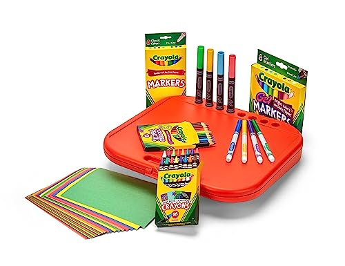 Crayola Create 'N Carry Travel Art Set for Kids (75pcs), 2-in-1 Lap Desk & Carrying Case, Essential Easter Basket Stuffer...
