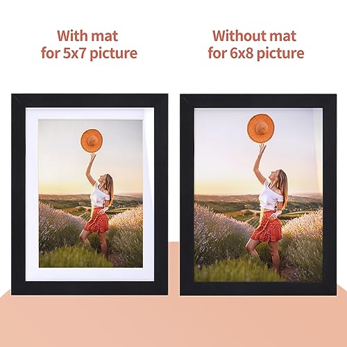 Lyeasw 5x7 Picture Frame Black Set of 15, Display Pictures 6x8 without Mat or 5x7 with Mat, Multi Photo Frames for Wall or...