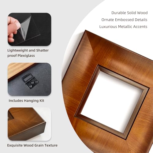 BWPFRAME 11x14 Picture Frame Matted to 8x10, Minimalist Style, Solid Wood, Walnut Brown Frame with Smooth Satin Finish, Pl...