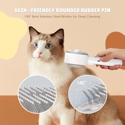 Cat Steam Brush,Cat Brushes for Indoor Cats, 4 In 1Spritz Spray Defur Comb, Cloud Care Shedding Control, Pet Grooming Brus...