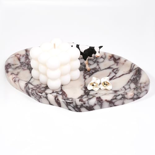 LWALMS Marble Clould Tray for Bathroom - Stone Catchall Jewelry Dish for Kithchen Counter and Aesthetic Room Decor, Cute D...