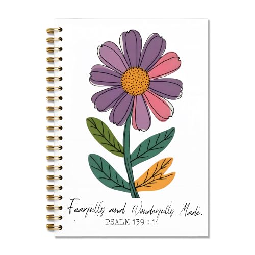 GTYNU Floral Christian Notebook, Fearfully and Wonderfully Made Psalms 139:14 Bible Journal for Women, Prayer Journal for ...