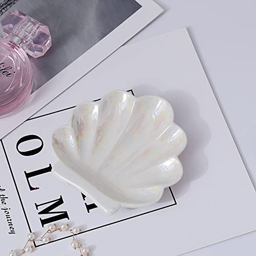 TIGERMILLION Shell Trinket Dish, Ceramic Ring Holder/Jewelry Tray, Cute Organizer Plate Vanity Decorations Accessories for...