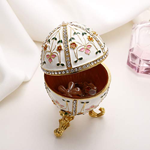 Vie jeune Hand Painted Trinket Box for Home Decor, Hinged Enameled Jewelry Box for Ring Earrings Jewelry Organizer, Unique...