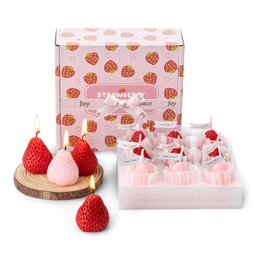 Strawberry Candle Gifts for Women 9pcs,Strawberry Decorative Soy Aromatherapy Candles for Home Scented Decoration, Cute Ca...