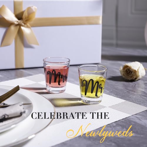 JOVGANK Wedding Gifts for Couples 2026, Bridal Shower Gifts, His and Hers Glass, Mr and Mrs Shot Glass, Hubby and Wifey Gi...