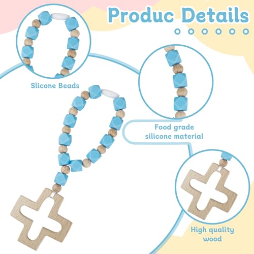 Sumalon Cross Baptism Silicone Rosary, First Communion Rosary Collection Shower Christian Communion Gifts