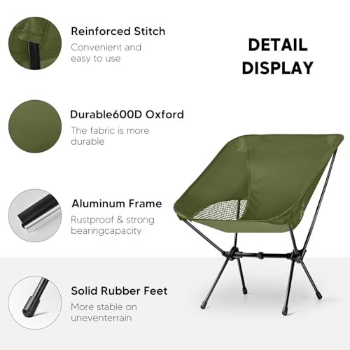 BITIANTEAM Lightweight Portable Camping Chair - Folding Backpacking Hiking Chair with Carry Bag for Outdoor Travel, Beach,...