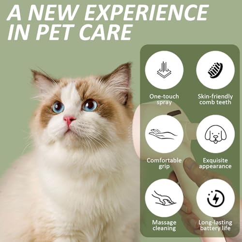 3 In 1 Self Cleaning Steamy Pet Brush, Pets Spray Hair Removal Comb - Anti-Static, Dog Grooming Tool with Steam & Self-Cle...