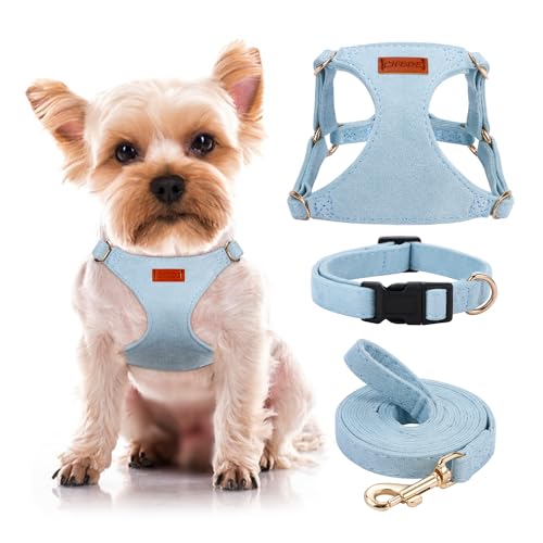 No Pull Dog Harness- Lightweight, Soft, Adjustable Small Harness Collar and Leash Set, Suitable for Cats Puppy Small and M...
