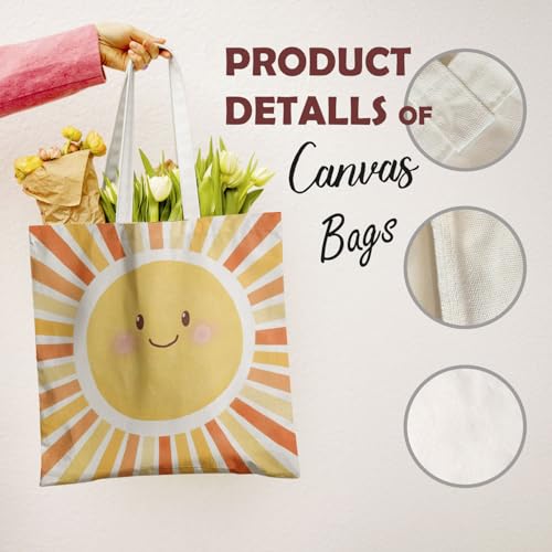 YRDBGHZDF Boho Sun Sunshine Tote Bag, Colorful Canvas Tote Bags, Reusable Grocery Shopping Bag