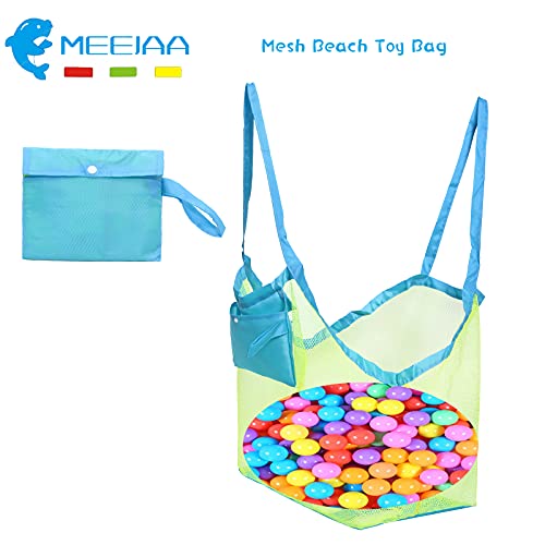 MeeJaa Mesh Beach Bag, Classic Mesh Beach Toy Tote Bag, Foldable Large Children's Toy Storage Bag, Used for Storage of Toy...