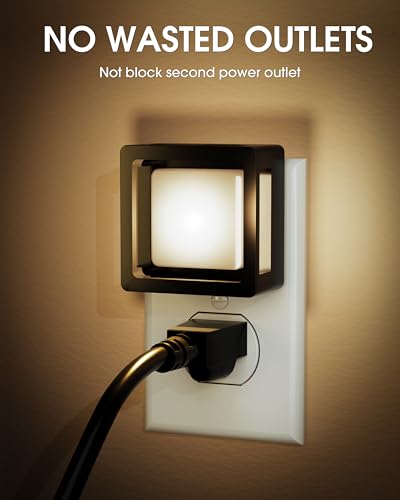 FONSHUKYY LED Night Light - Plug Into Wall [2 Pack] - with Dusk-to-Dawn Sensor 3000K Warm Lights - Adjustable Brightness f...