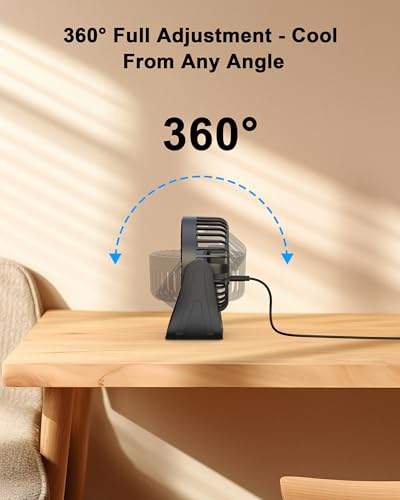 Smilebridge 10000mAh Battery Operated Desk Fan, Portable USB Rechargeable Personal Fan with 3 Speeds, 360° Rotation & Quie...