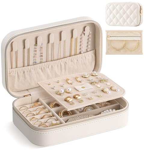 Lolalet Travel Jewelry Case for Women Girls, Travel Jewelry Organizer with Clear Storage Bag Small Portable Jewelry Box fo...