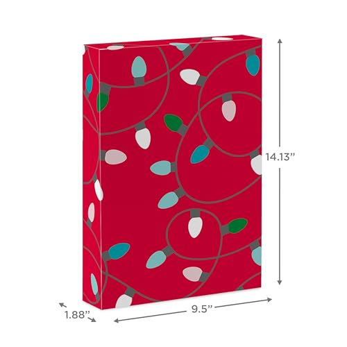 Hallmark Medium Christmas Gift Boxes with Lids (12 Shirt Boxes, 3 Designs: Lights, Trees, Red and Green Stripes) for Chris...