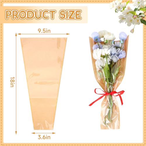 Jansun 40Pcs Flower Wrapping Bags Kraft Paper Flower Sleeves for Bouquets Flower Bags for Birthday Wedding Graduation Gif...
