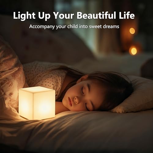 MIUWLXT 4-inch LED Cube Night Light, Rechargeable Color Changing Bedside Lamp with Remote, RGB + 6000K White Light, Portab...