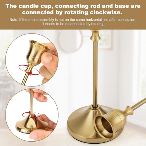 Tunyet Candlestick Holders, 6PCS Metal Taper Candle Holder, Brass Gold Candle Holders for Candlesticks, Candle Holder for ...