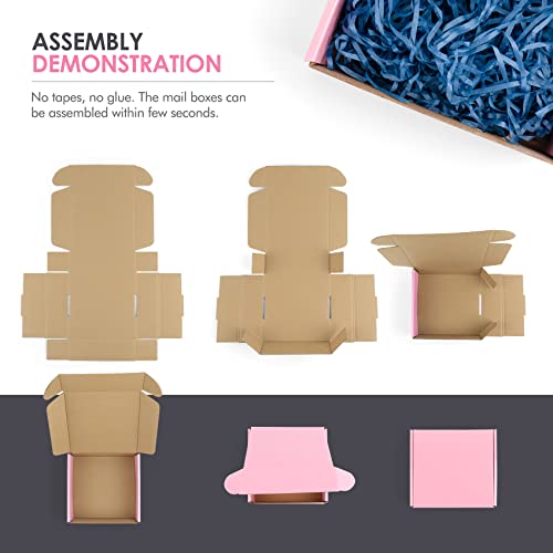 Golden State Art, 4x4x2 Pink Shipping Boxes 26 Pack, Small Cardboard Corrugated Mailer Boxes for Shipping Packaging Craft ...