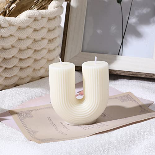 Tondiamo U Shaped Candle Ribbed Soy Wax Scented Decorative Candles Minimalist Geometric Shaped Bougie Cool Aesthetic Bougi...