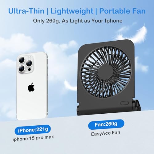 EasyAcc Small Desk Fan, Fan for Slumber Pod Rechargeable, 2000mAh Quiet Mini Desktop Fan Portable Rechargeable Fan for Cru...