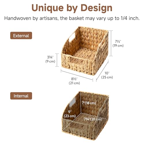 StorageWorks Pantry Baskets for Organizing, Wicker Basket with Built-in Handles, Handwoven Wicker Storage Baskets, Water H...