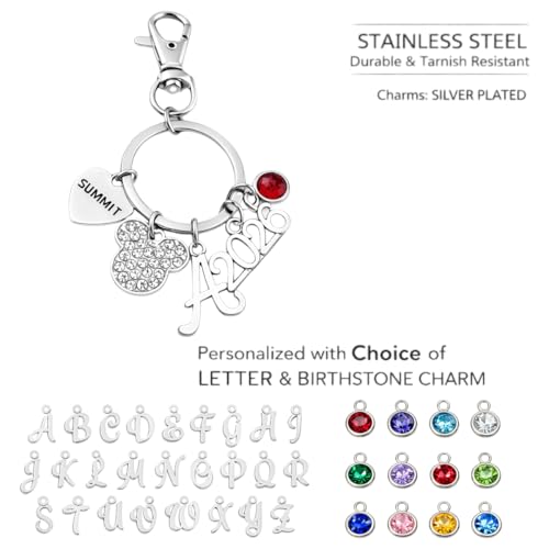 Infinity Collection 2026 Cheerleading Summit Keychain Gift, Cheerleader Keychain with Initial Charm and Birthstone, Cheer ...