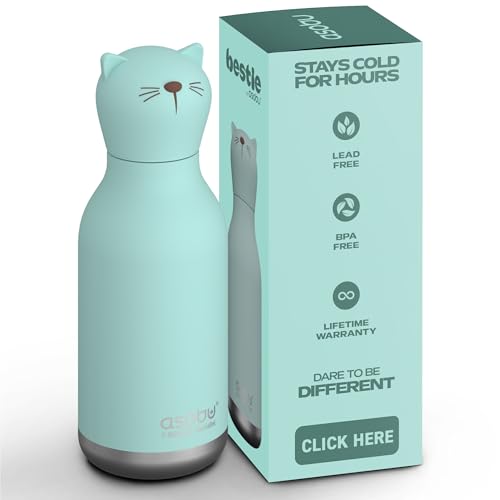 asobu Bestie Bottle Insulated Stainless Steel Water Bottle with Detachable Soft Animal Head Fun Drinking For Kids and Teen...