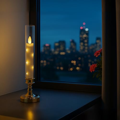 Prerish 6 PCS Flameless Candles with Timer, Flickering Flameless LED Pillar Candles for Romantic Ambiance with Embedded St...
