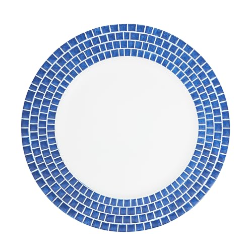 SARO LIFESTYLE Decorative Tile Edged Charger Plate (Set of 4), 13", Navy Blue