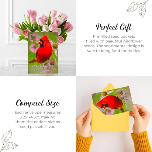 Pack of 25 Pre-Filled Seed Packets Forever in Our Hearts Thoughtful Party Favors for Guests, Funerals, and Memorial Servic...