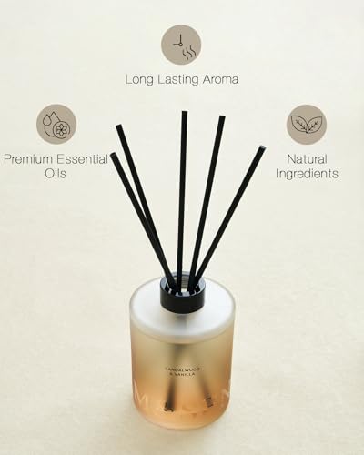 M&SENSE Sandalwood & Vanilla Reed Diffuser Set - 16.9 fl oz Long-Lasting Scent, Non-Toxic Essential Oil Diffuser for Home,...