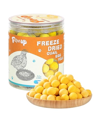 PAWUP Freeze Dried Cat & Dog Treats, Natural Quail Egg Yolk, Single Ingredient, High-Protein Pet Snacks for Skin & Coat He...
