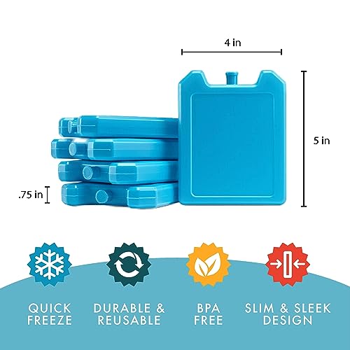 Cool Coolers by Fit + Fresh, 5 Pack Days of the Week Ice Blocks, Compact Reusable Ice Packs for Lunch Boxes & Coolers, Mul...